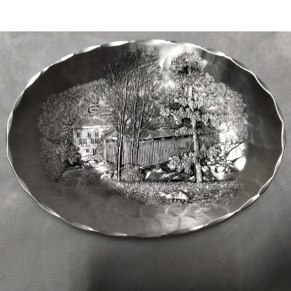 Wendell August Forge 1980 Covered‎ Bridge Metal Art Plate 7